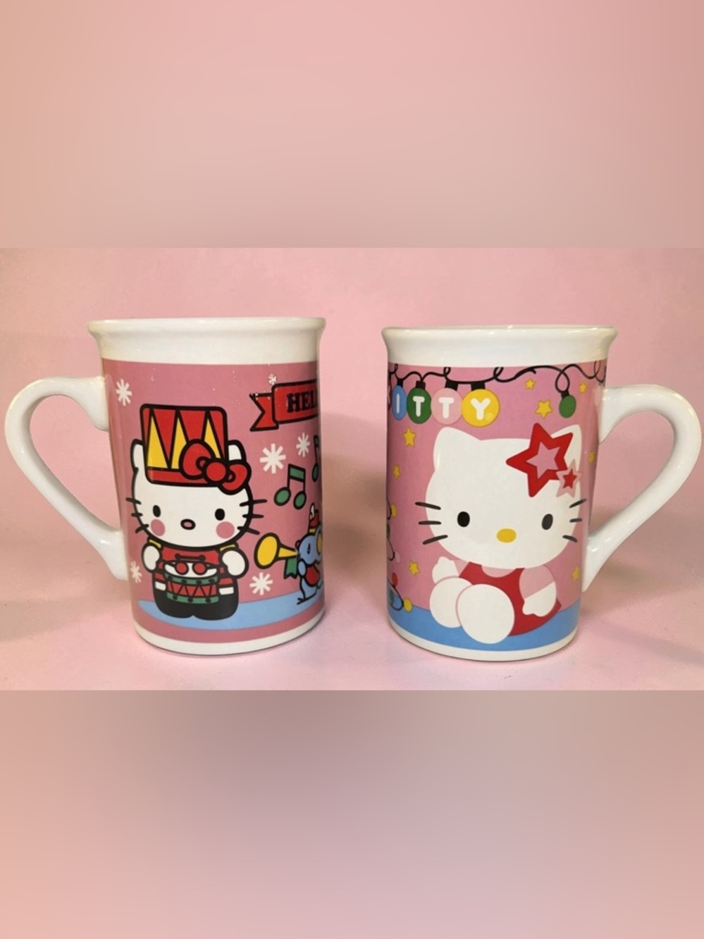 Vintage Hello Kitty Christmas Mugs Lot of 2 Sanrio 2013 2014 Holiday Cups
